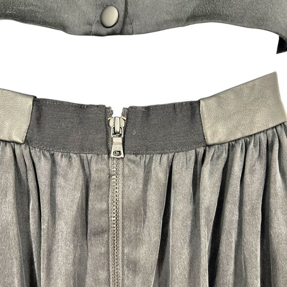 Alice + Olivia Sayah Silk Leather Cut-out A-Line Mini Dress Black Size Small - Picture 7 of 11